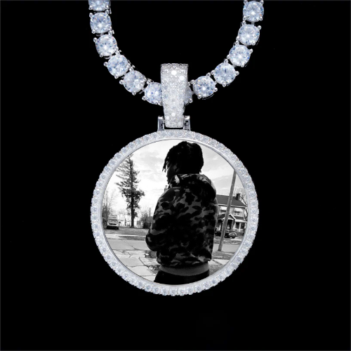 925S & VVS Moissanite 3D Circle Custom Picture Pendant