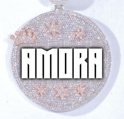 CUSTOM LETTER NECKLACE 3D BIG CROWN DISC
