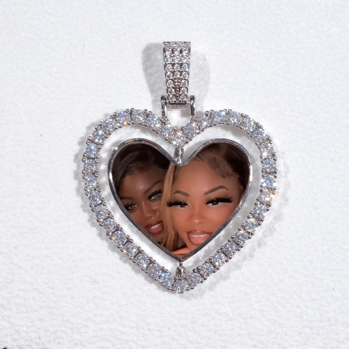 3D Spinning 2-Faced Heart Custom Picture Pendant