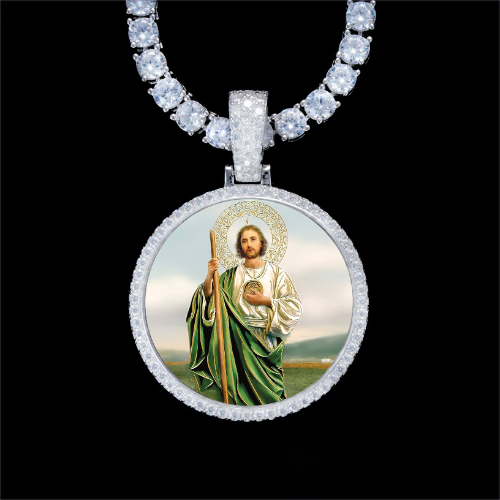 925S & VVS Moissanite 3D Circle Custom Picture Pendant