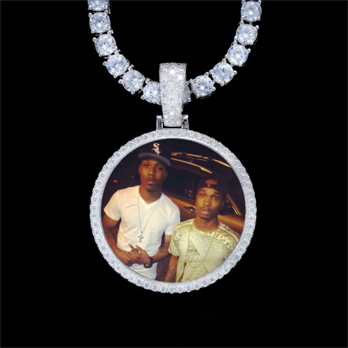 925S & VVS Moissanite 3D Circle Custom Picture Pendant