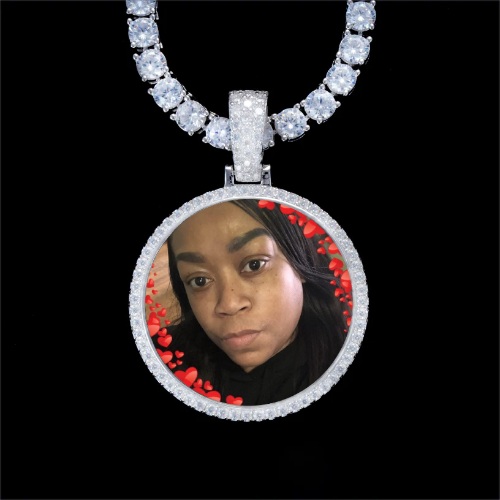 925S & VVS Moissanite 3D Circle Custom Picture Pendant