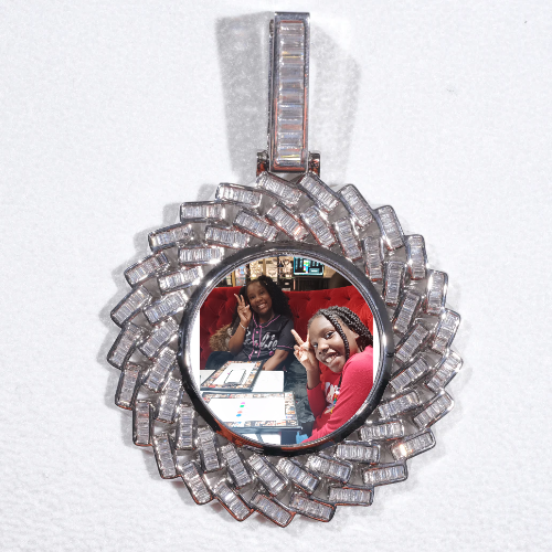 Large 3D Baguette Custom Picture Pendant