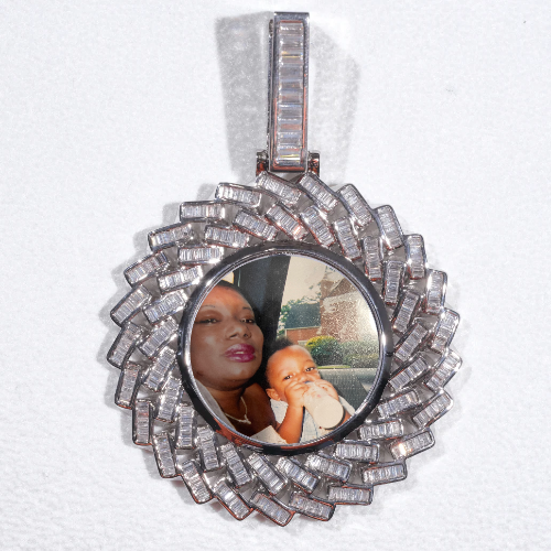 Large 3D Baguette Custom Picture Pendant