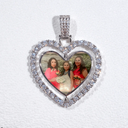 3D Spinning 2-Faced Heart Custom Picture Pendant