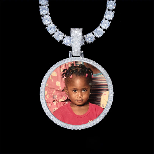 925S & VVS Moissanite 3D Circle Custom Picture Pendant