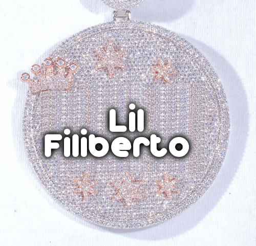 CUSTOM LETTER NECKLACE 3D BIG CROWN DISC