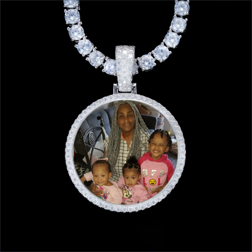 925S & VVS Moissanite 3D Circle Custom Picture Pendant