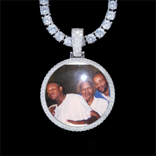 925S & VVS Moissanite 3D Circle Custom Picture Pendant