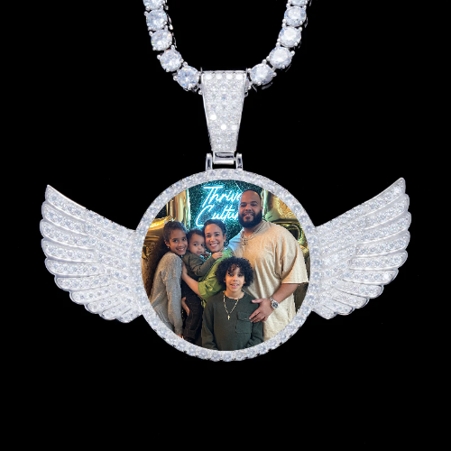 925S & VVS Moissanite 3D Wing Custom Picture Pendant