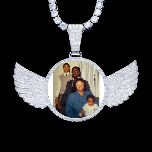 925S & VVS Moissanite 3D Wing Custom Picture Pendant