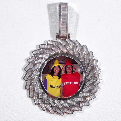 Large 3D Baguette Custom Picture Pendant