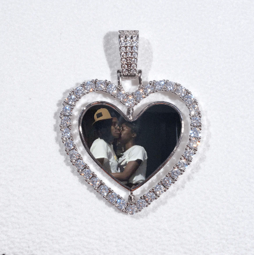 3D Spinning 2-Faced Heart Custom Picture Pendant