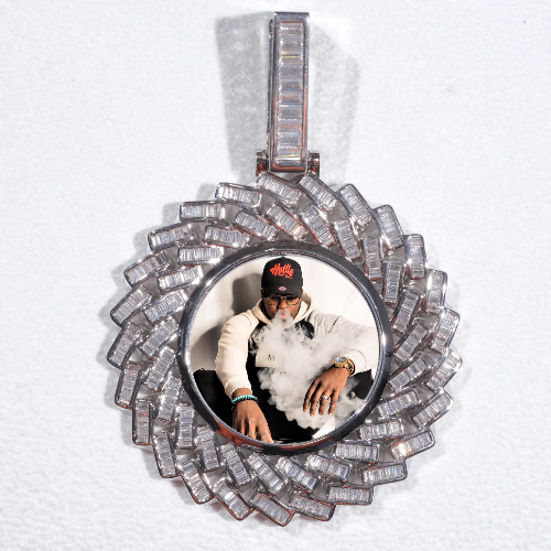 Large 3D Baguette Custom Picture Pendant