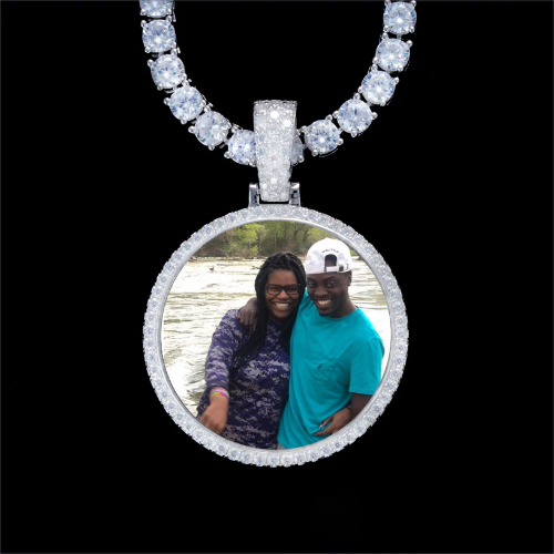 925S & VVS Moissanite 3D Circle Custom Picture Pendant