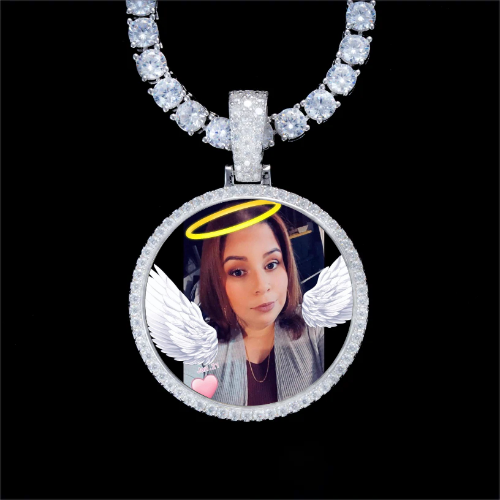 925S & VVS Moissanite 3D Circle Custom Picture Pendant
