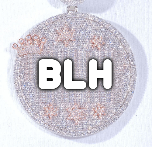 CUSTOM LETTER NECKLACE 3D BIG CROWN DISC