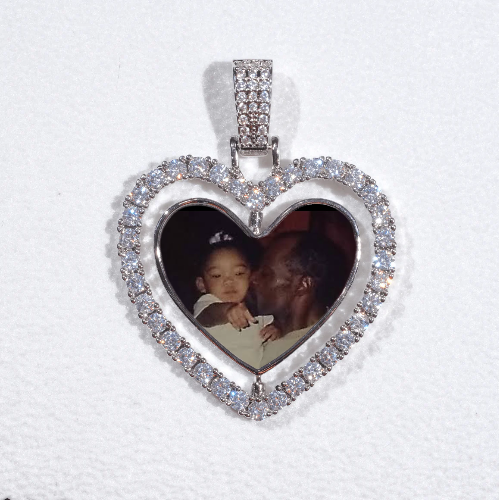3D Spinning 2-Faced Heart Custom Picture Pendant
