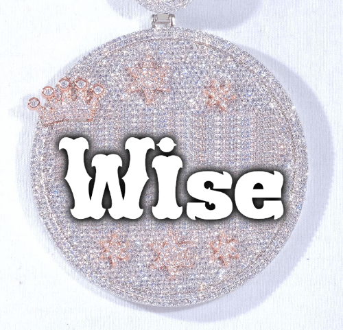 CUSTOM LETTER NECKLACE 3D BIG CROWN DISC