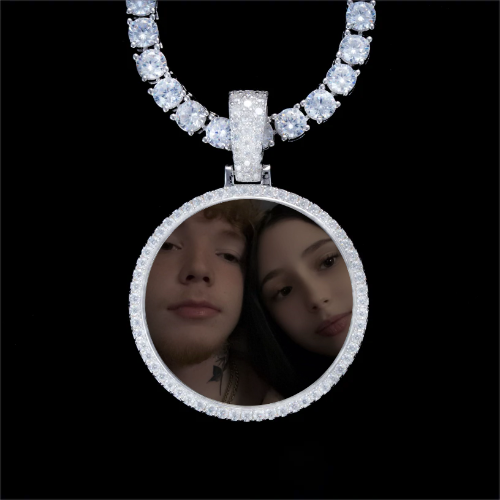 925S & VVS Moissanite 3D Circle Custom Picture Pendant