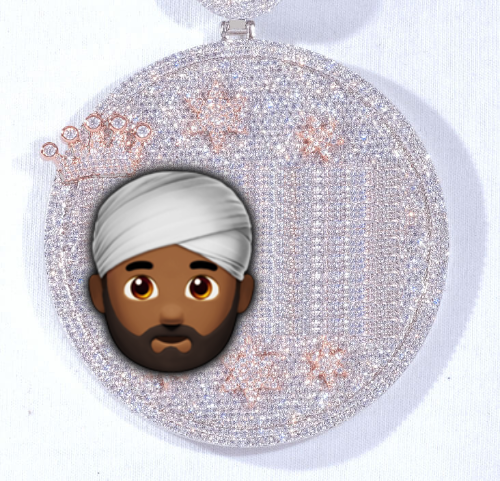 CUSTOM LETTER NECKLACE 3D BIG CROWN DISC