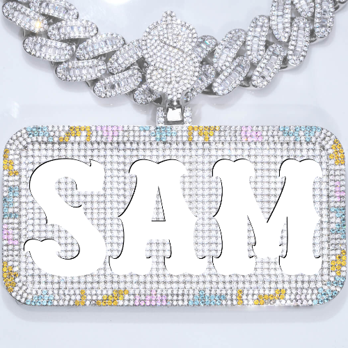 CUSTOM LETTER NECKLACE 3D COLORFUL SQUARE