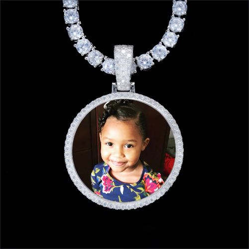 925S & VVS Moissanite 3D Circle Custom Picture Pendant