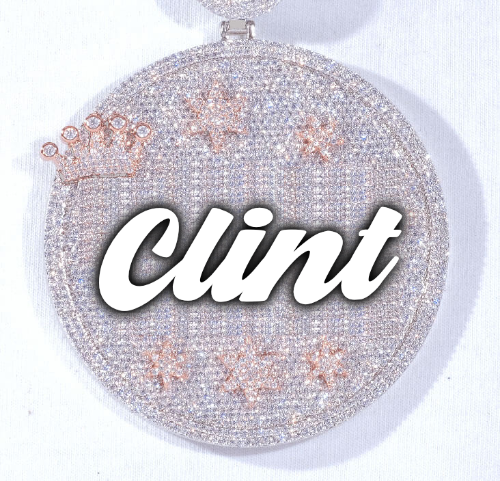 CUSTOM LETTER NECKLACE 3D BIG CROWN DISC