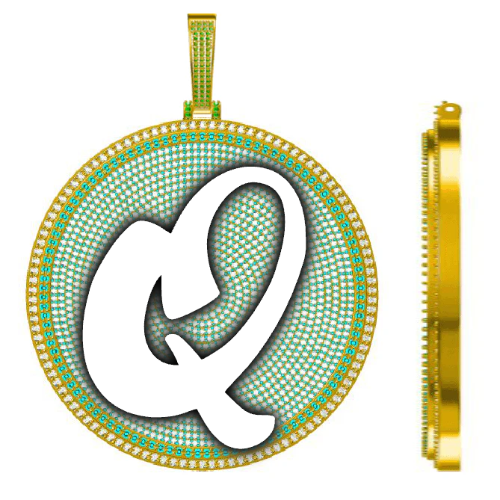 CUSTOM LETTER NECKLACE 3D BIG DISC