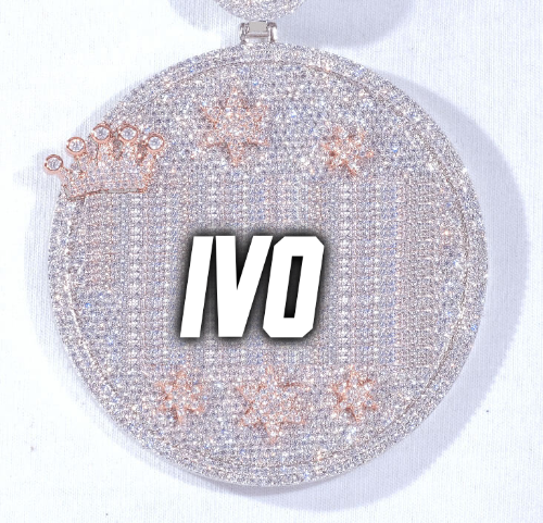 CUSTOM LETTER NECKLACE 3D BIG CROWN DISC