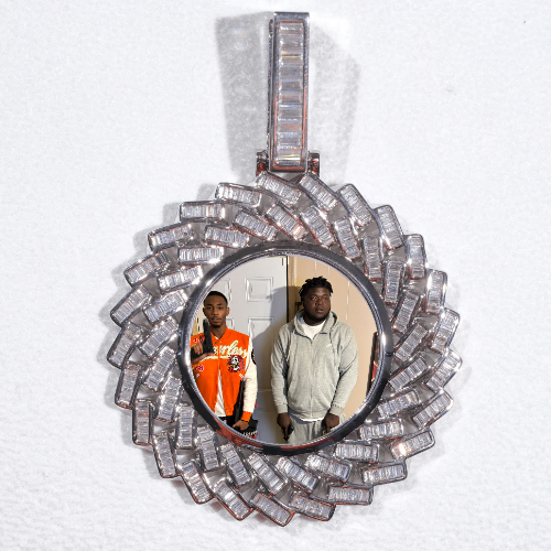 Large 3D Baguette Custom Picture Pendant