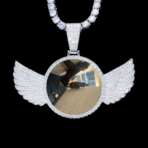 925S & VVS Moissanite 3D Wing Custom Picture Pendant