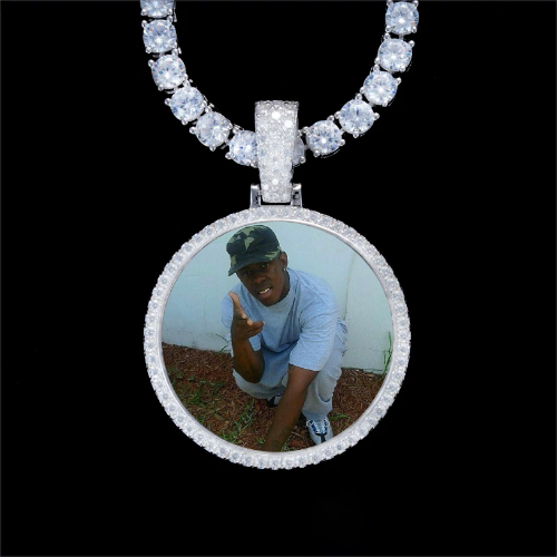 925S & VVS Moissanite 3D Circle Custom Picture Pendant