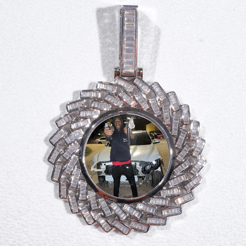 Large 3D Baguette Custom Picture Pendant