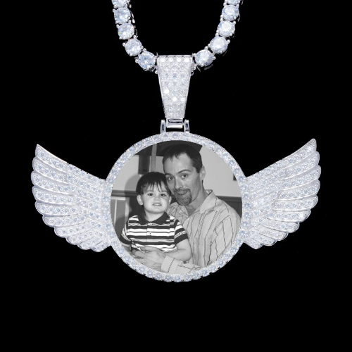 925S & VVS Moissanite 3D Wing Custom Picture Pendant