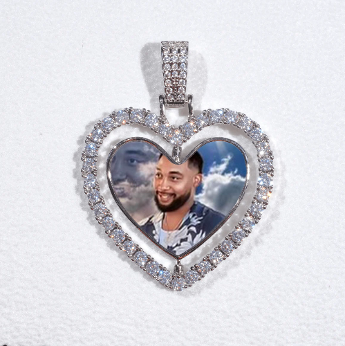 3D Spinning 2-Faced Heart Custom Picture Pendant