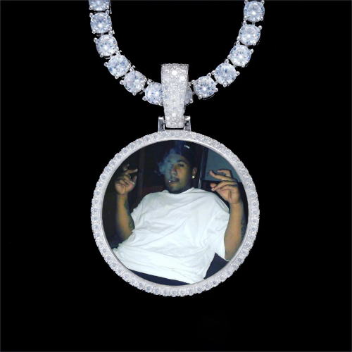 925S & VVS Moissanite 3D Circle Custom Picture Pendant