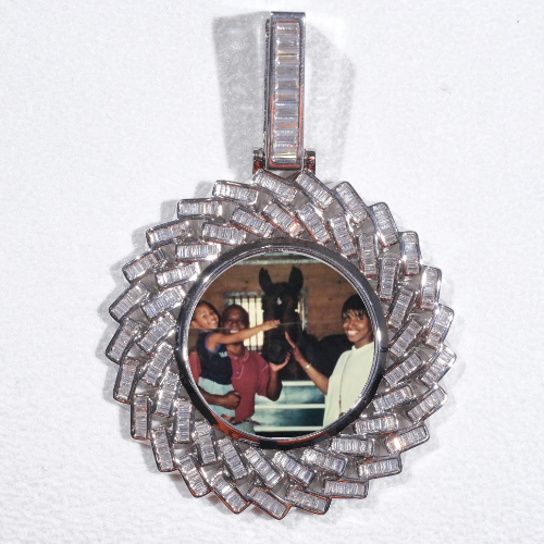 Large 3D Baguette Custom Picture Pendant
