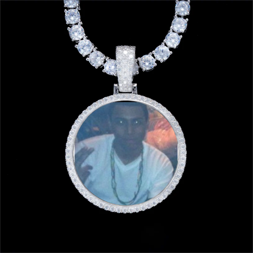 925S & VVS Moissanite 3D Circle Custom Picture Pendant