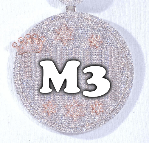 CUSTOM LETTER NECKLACE 3D BIG CROWN DISC