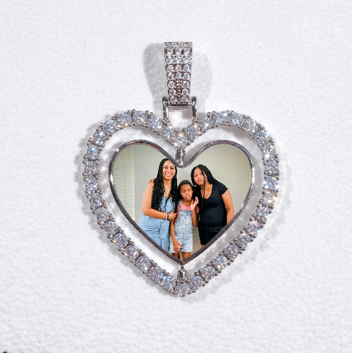 3D Spinning 2-Faced Heart Custom Picture Pendant