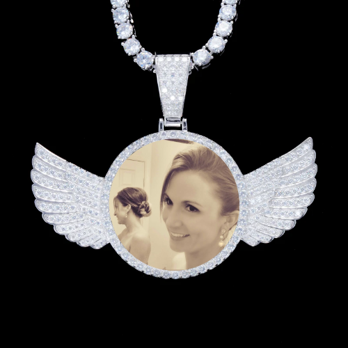 925S & VVS Moissanite 3D Wing Custom Picture Pendant