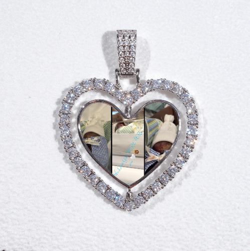 3D Spinning 2-Faced Heart Custom Picture Pendant