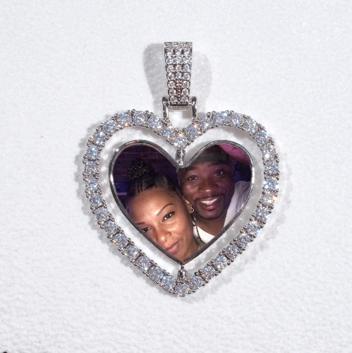 3D Spinning 2-Faced Heart Custom Picture Pendant