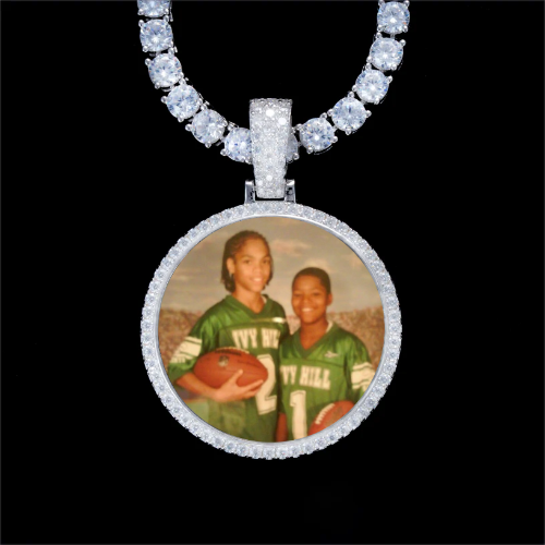 925S & VVS Moissanite 3D Circle Custom Picture Pendant