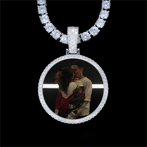 925S & VVS Moissanite 3D Circle Custom Picture Pendant