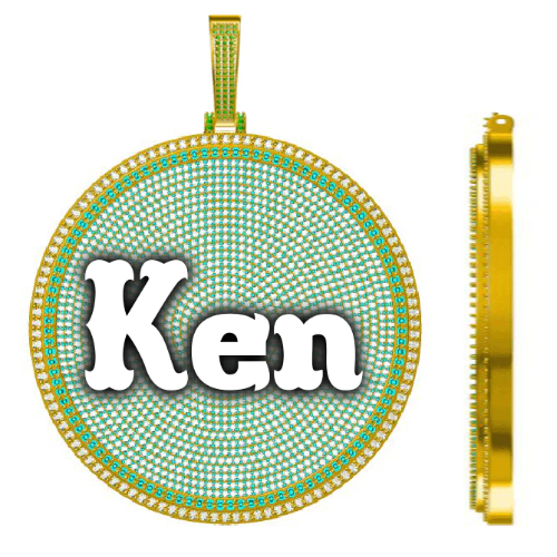 CUSTOM LETTER NECKLACE 3D BIG DISC