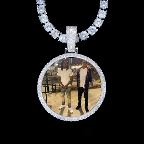 925S & VVS Moissanite 3D Circle Custom Picture Pendant