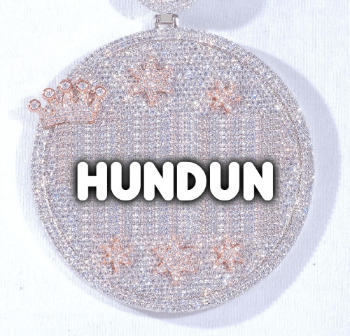 CUSTOM LETTER NECKLACE 3D BIG CROWN DISC