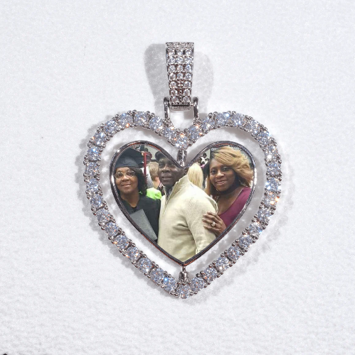 3D Spinning 2-Faced Heart Custom Picture Pendant